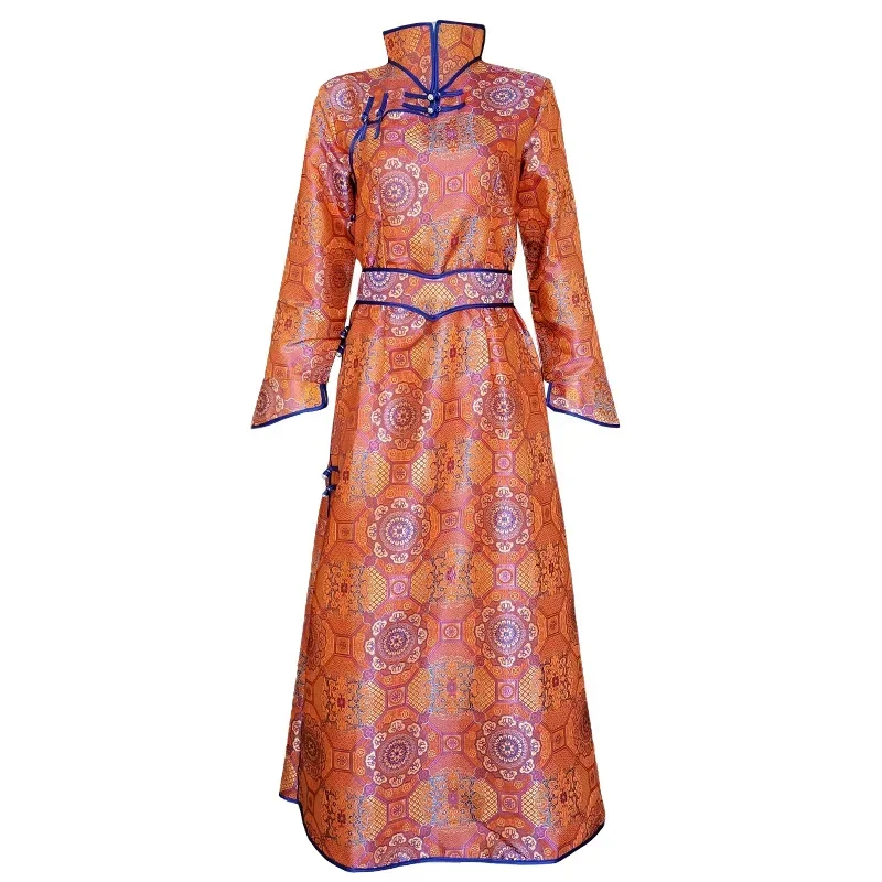 Vêtements mongols de style ethnique pour femmes, robe de bienvenue longue, col montant, performance, ensemble 1 pièce, 03/Wear, nouveau