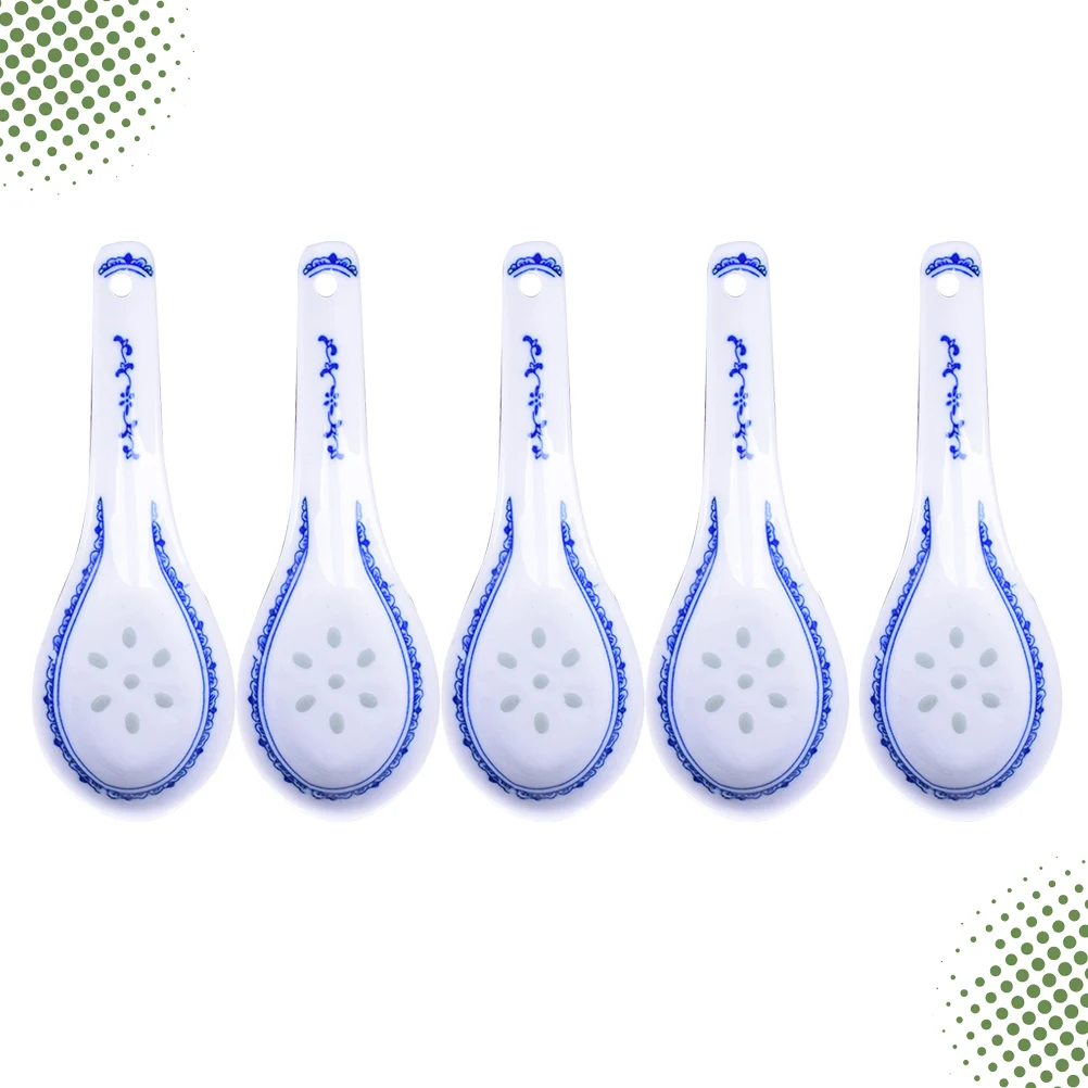 

5Pcs Ceramic Spoons Unique Fashion Design for Hot Drinks Soups Noodles Perfect Kitchen Gift Useful Ceramic Spoon