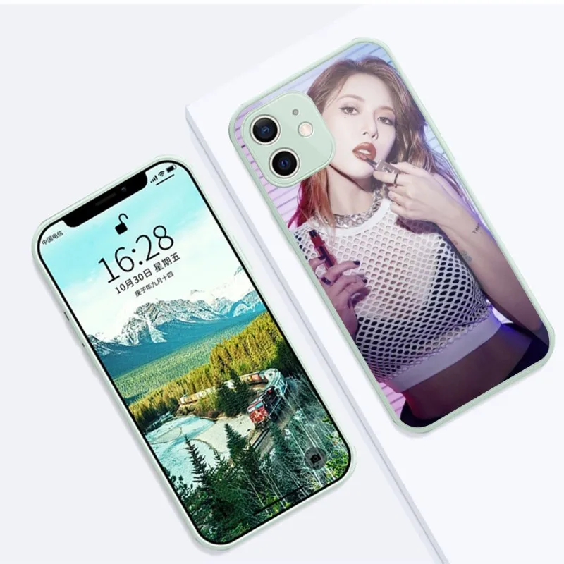 KPOP Kim HyunA-Coque de Téléphone Portable en Verre Liquide, Étui pour iPhone 15 14 13 12 11 Pro Max X Poly XS 8 7 Plus