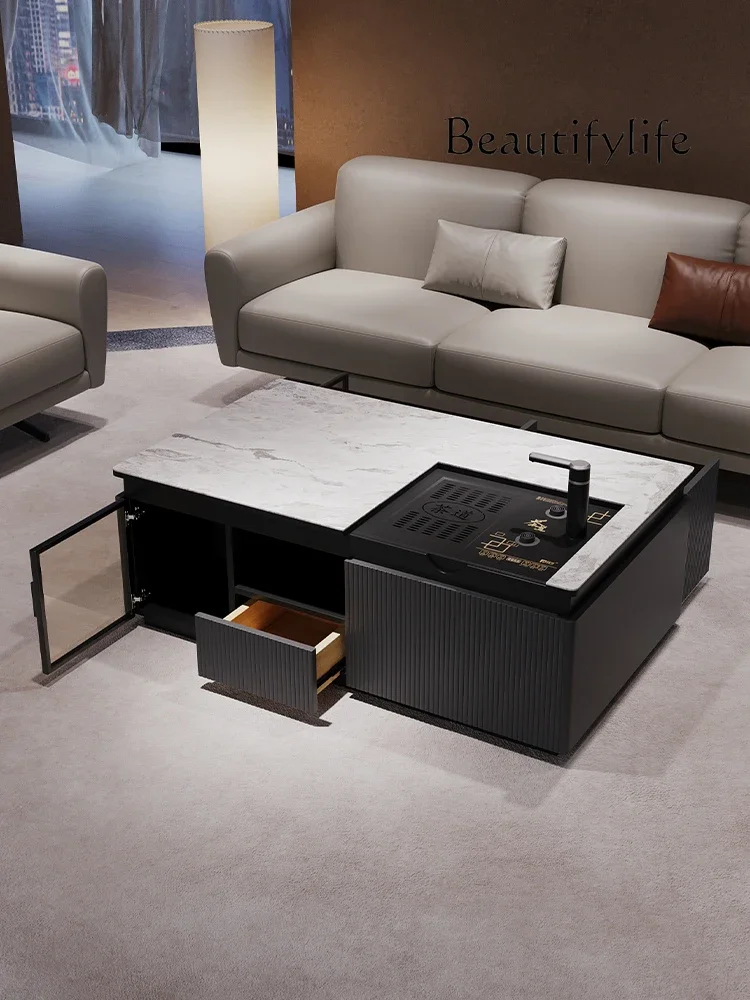 

Light Luxury Stone Plate Coffee Table Modern Minimalist Living Room Home Designer Model Storage Tea Table