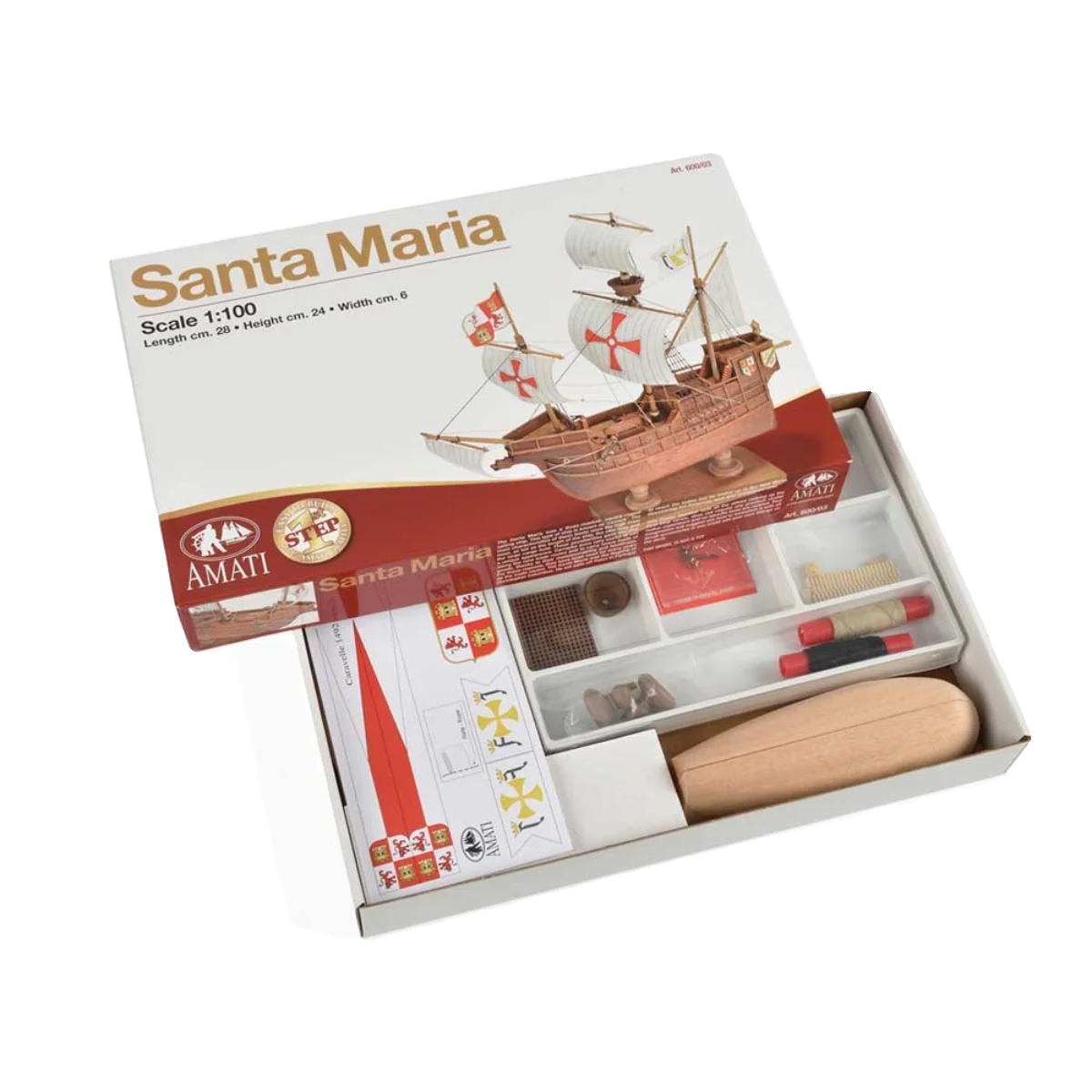 1/100 Santa Maria Ancient Sailing Ship Model DIY Hand-assembled Kit Wooden Ship Model Kit Toy Decoration Ornaments Collection