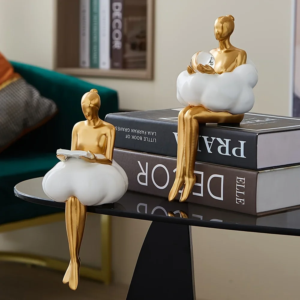 Cloud Girl Sculpture Abstract Art Figure Statue Modern Table Decoration Home Luxury Room Decor Aesthetic Design Figurine Crafts view 5
