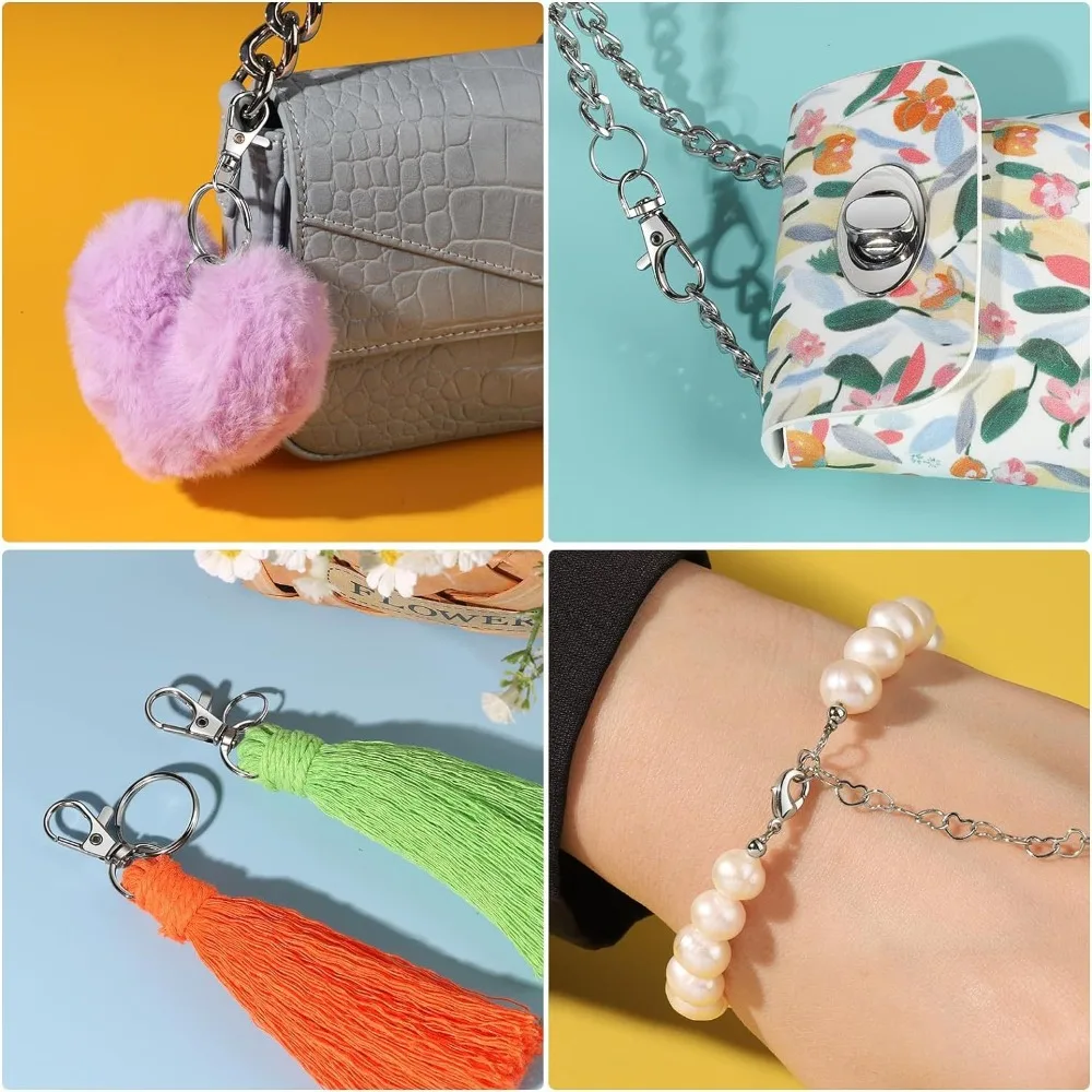 265PCS Metal Keychain Making Set Silver Gold Jumprings Extender Chain Keychain Clip with Key Ring DIY Sewing Craft