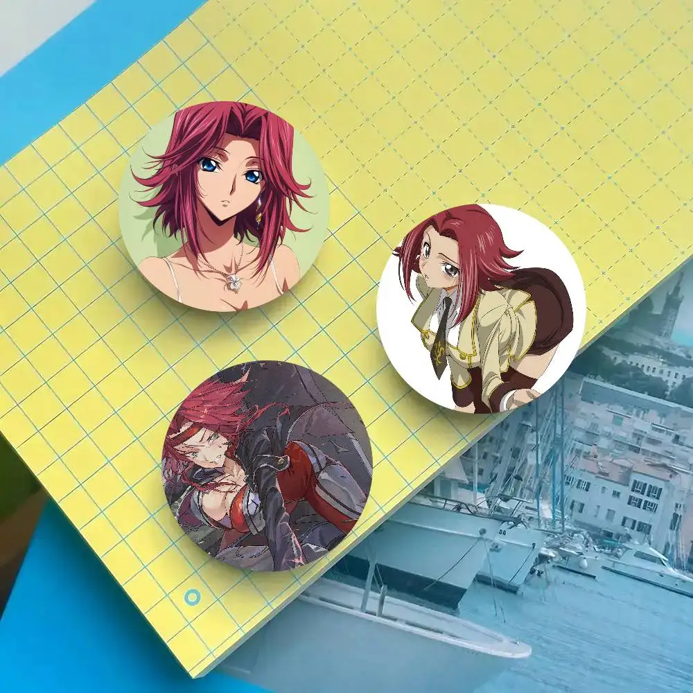 Kallen Animated Character Code Geass Badge Tinplate Meme Round Brooch For Hat Bag Creative Lapel Jewelry Accessories Gifts