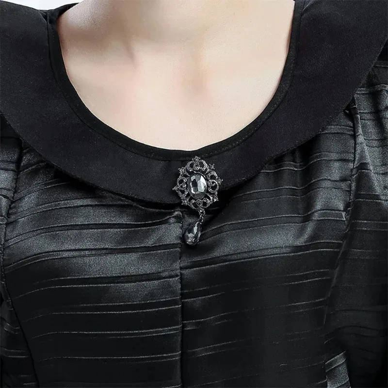 امرأة حجم كبير فيلم الهالوين ديلوكس أسود طويل ثوب الملكة الشريرة فستان الساحرة تأثيري زي الحفلات مع القرن خوذة ، 7 ؛ k'2.s #5