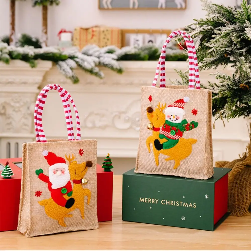 Cute Large Antler Snowman Candy Bag feltro Tote Bag borsa femminile borsa in stile natalizio cestino portaoggetti per cartoni animati