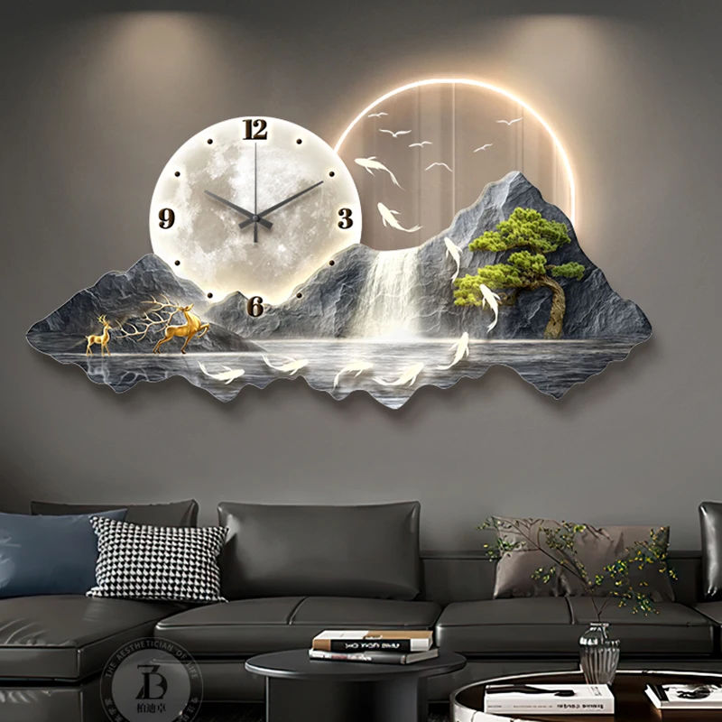 Large Art Mural Wall Clocks Modern Luxury Led Aesthetic Silent Wall Watch Creative Design Fashion Wanduhr Living Room Decoration