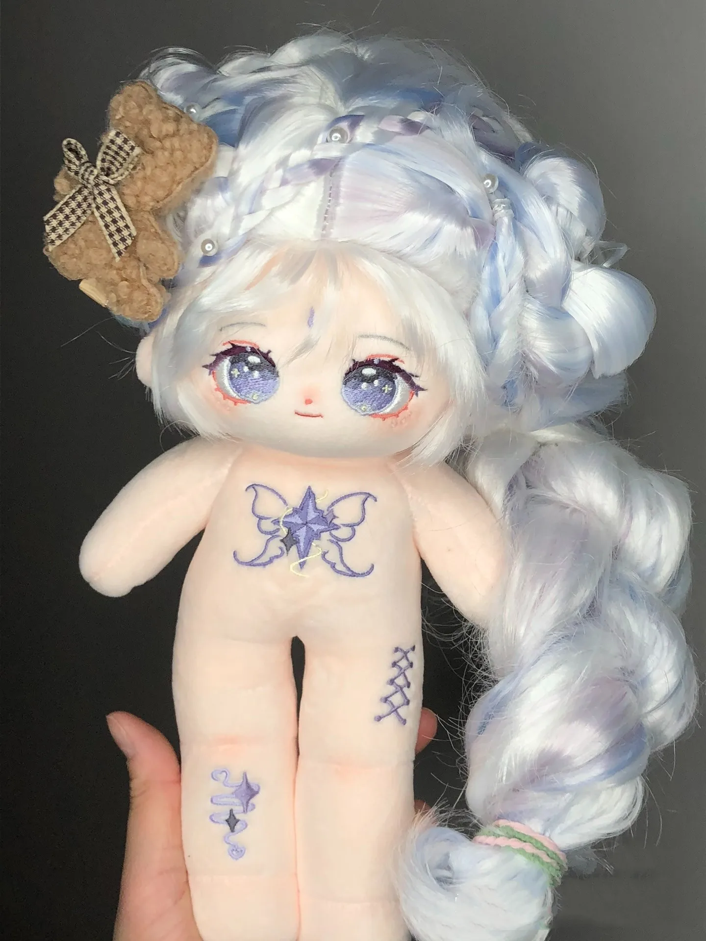 Anime fada princesa menina fu mo peruca longa cabelo monstro recheado 30cm pernas longas plushies pelúcia algodão boneca corpo brinquedo para crianças presentes