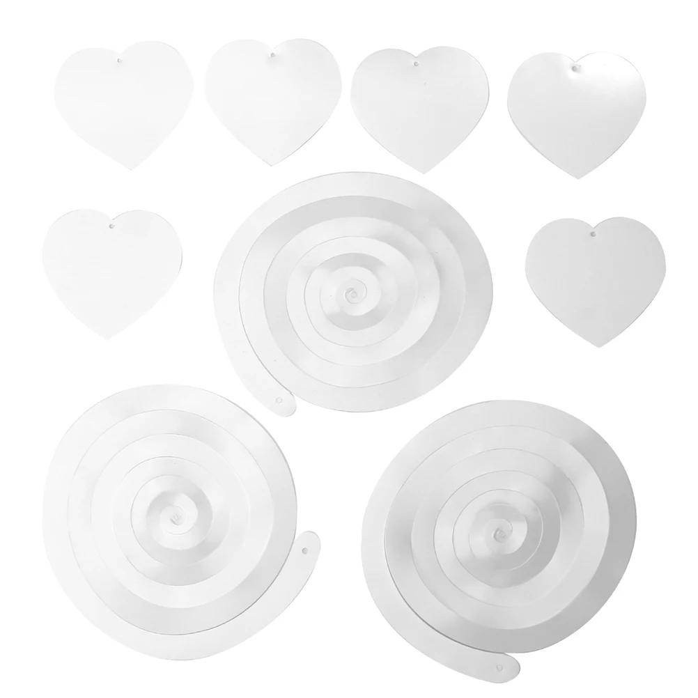

6 Pcs Heart Pendant Love Hanging White Ornament Dizzy Dangler Wedding Spiral Glary Festive DIY