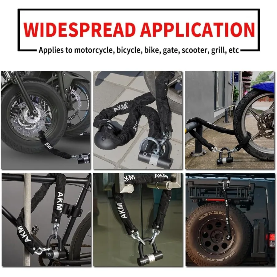 قفل سلسلة شديد التحمل بطول 3 أقدام مع متانة سميكة 12 مم و4 مفاتيح للدراجات النارية والدراجة النارية 16 مم قفل U Ant #6