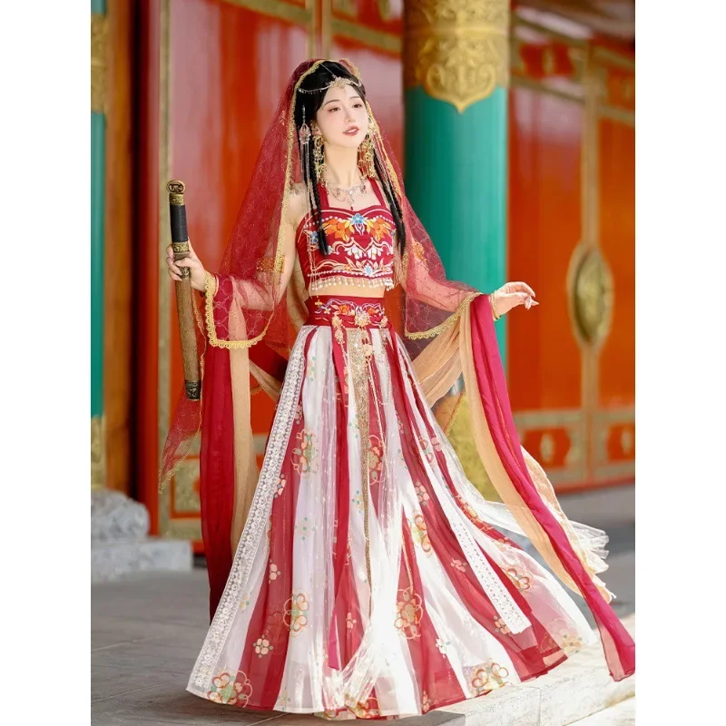 

YJ15 Original Exotic Style Hanfu Female Dunhuang Flying West Region Style Improved Han Elements Daily Suit Summer