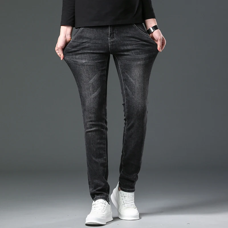 Jean Slim Gris struction é pour Homme, Pantalon d'Affaires Décontracté, Imprimé Tridimensionnel, à la Mode