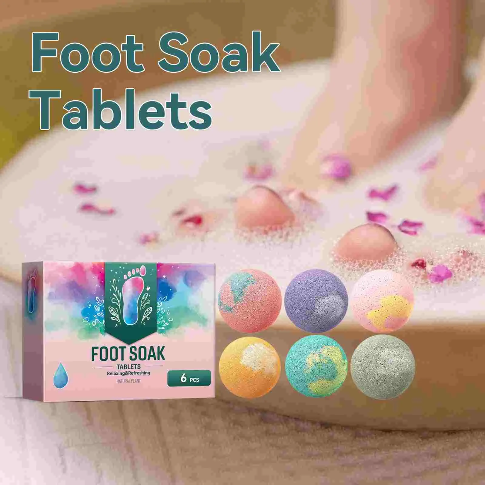 （6pc）Foot Bath Bomb Foot Bath Bomb With Vegetable Oil Spa Ball Suitable For Cracked Stubborn Foot Odor Cleanse And Moisturize