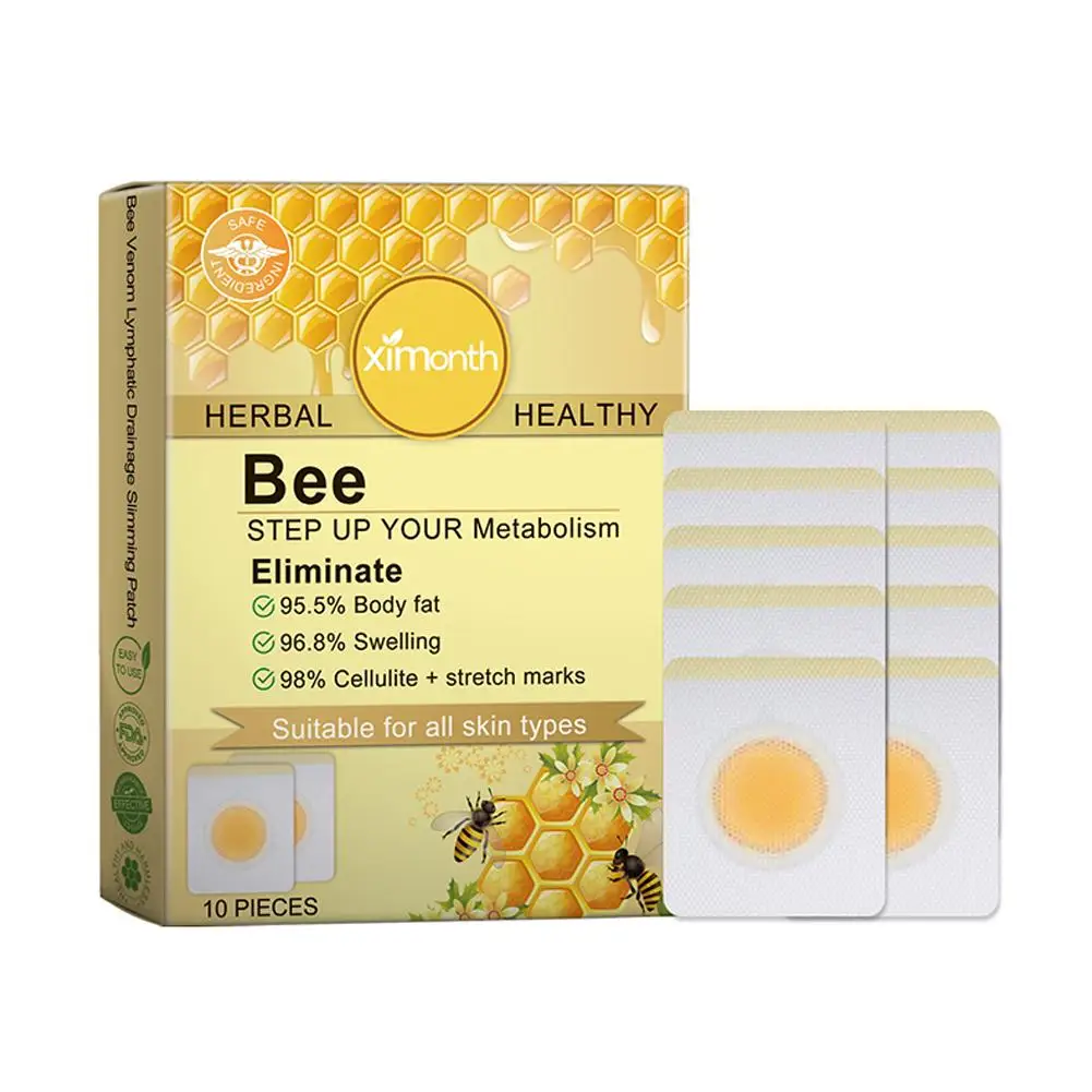 10Pcs/Bag Bee Patches Relieve Stress Lymphatic Drainage Slimming Patch Detox Abdominal Navel Sticker For Swelling