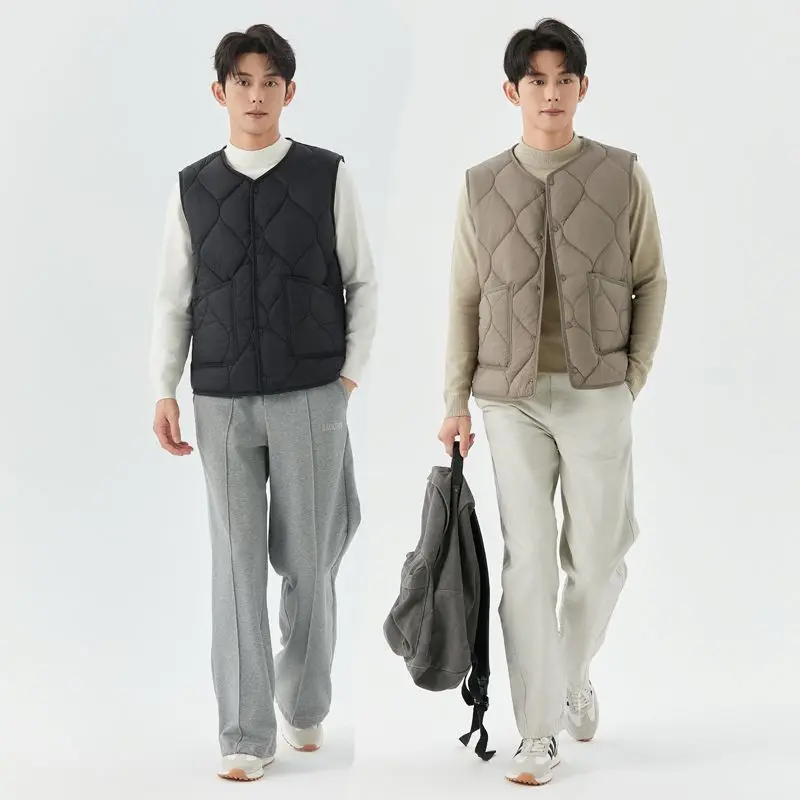 

Осенне-зимний жилет, мужской однобортный флисовый терможилет с v-образным вырезом, износостойкий утепленный повседневный клетчатый кардиган, жилетки