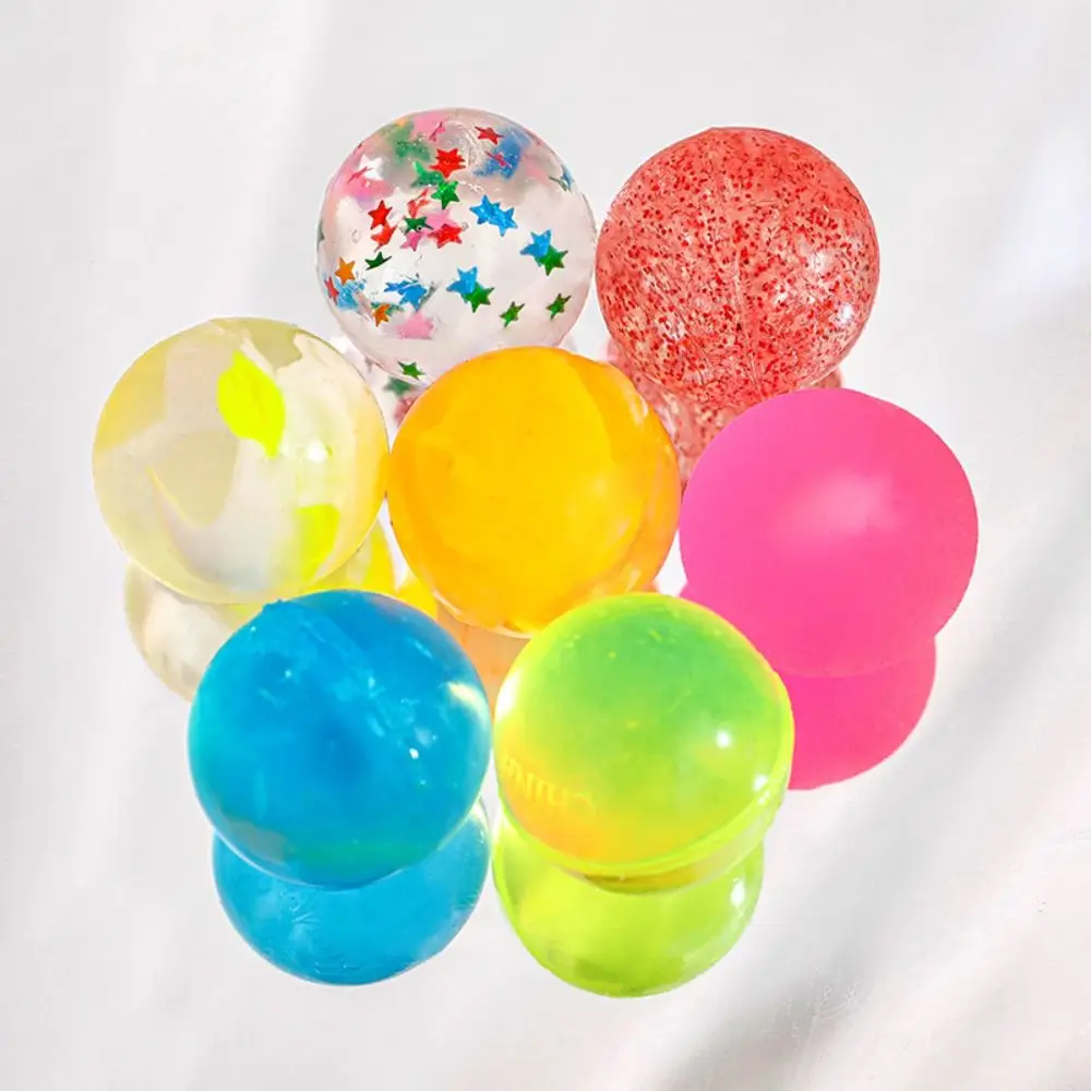 Mini pelota hinchable colorida de Color degradado, pelota de goma brillante divertida y creativa que rebota, pelota para saltar con lentejuelas elásticas para niños