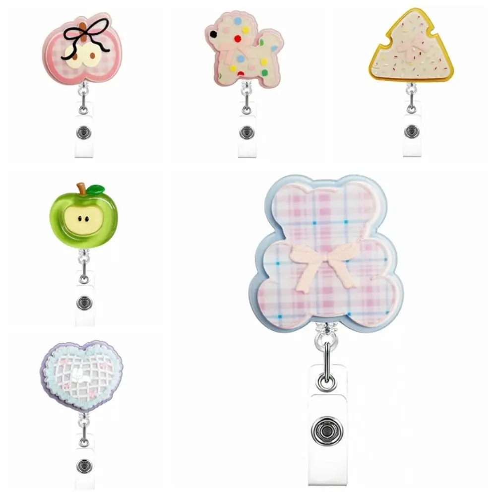 Acrylic ID Badge Holder Retractable 360 Rotating Badge Reel Clip Alligator Clip Fruit Dog Nurse Badge Reel Doctor Hospital