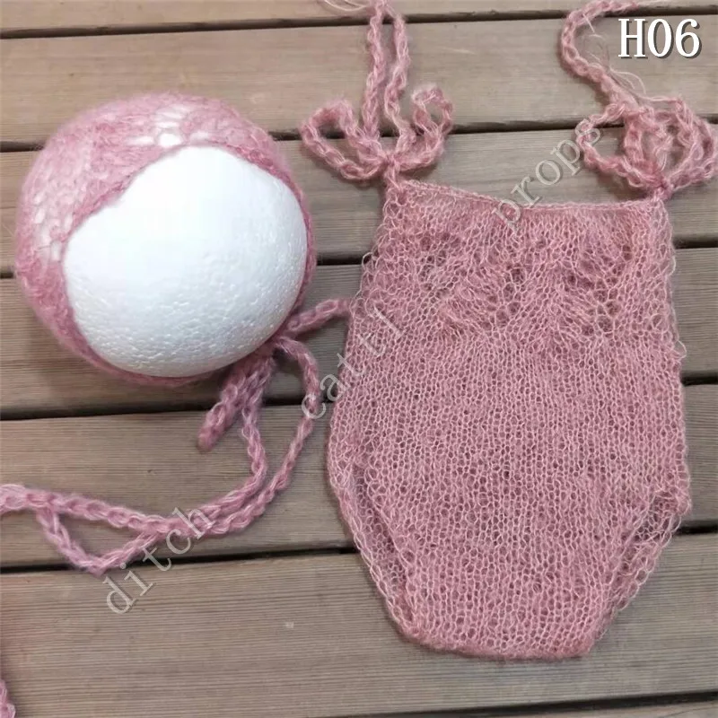 Newborn Photography Props Pants+Hat Baby Clothing Hand-Knitted Mohair Rompers