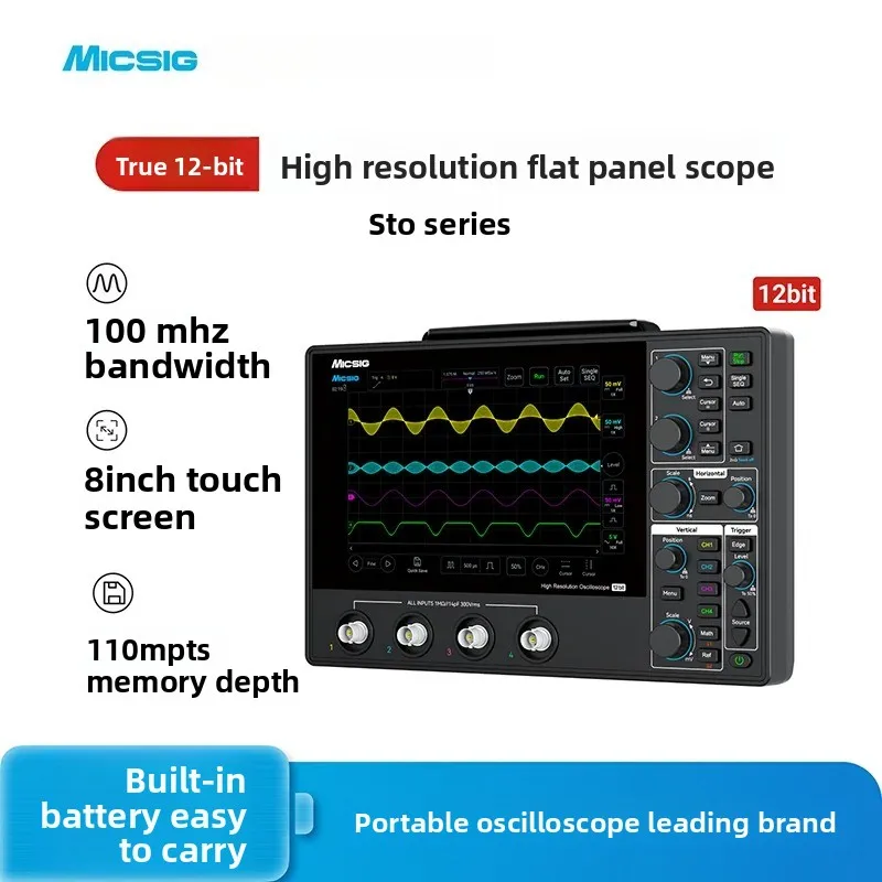 Micsig STO1004 MHO14-200 MHO14-200N Handheld Tablet Digital Oscilloscope, 100MHz 2/4CH, Touch & Button Control
