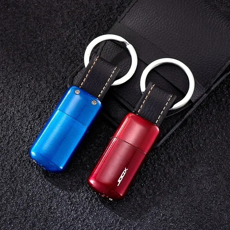 Metal Keychain Grinding Wheel Ignition Inflatable Lighter Portable Butane Gas Open Flame Lighter Smoking Accessories Gift Tool