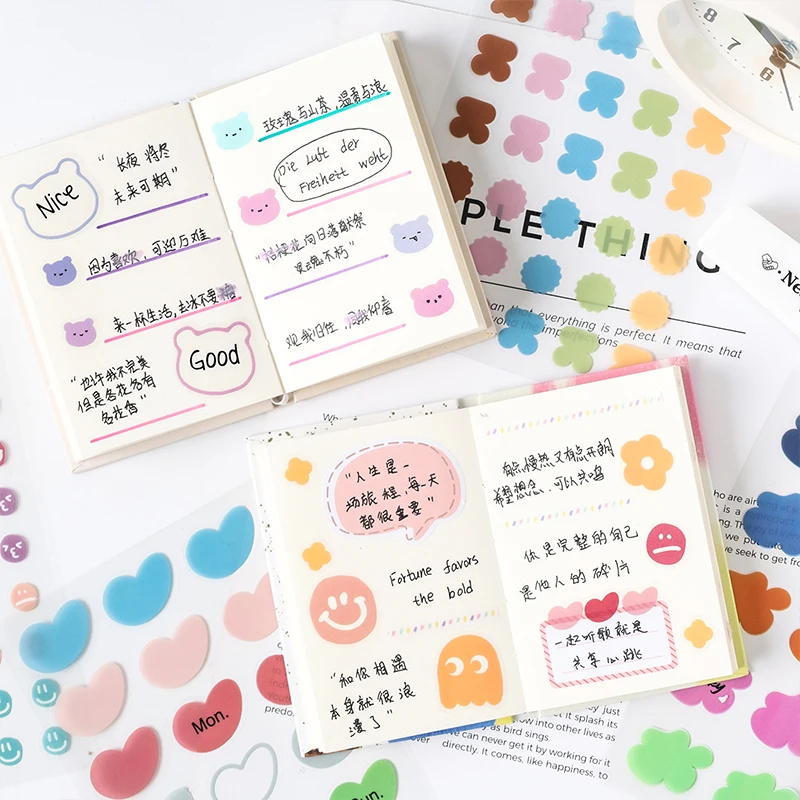 Card Lover 6 Pcs [Sweet Label Series] Cute Hand Account  Stickers PET Sticker Paper Scrapbooking Material Scrapbook Kit