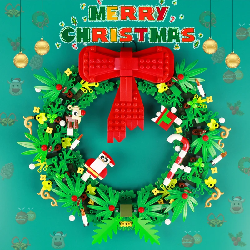 MOC Winter City Street Snow House Building Blocks Christmas Tree Wreath Church Figures Scene  Assemble Model Bricks Kid Toy Gift