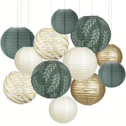 Paper Lanterns Party Decorations for Rustic Party Baby Shower Decor Baptism Party,Wedding,Birthday Party,Baptism Green Supplies