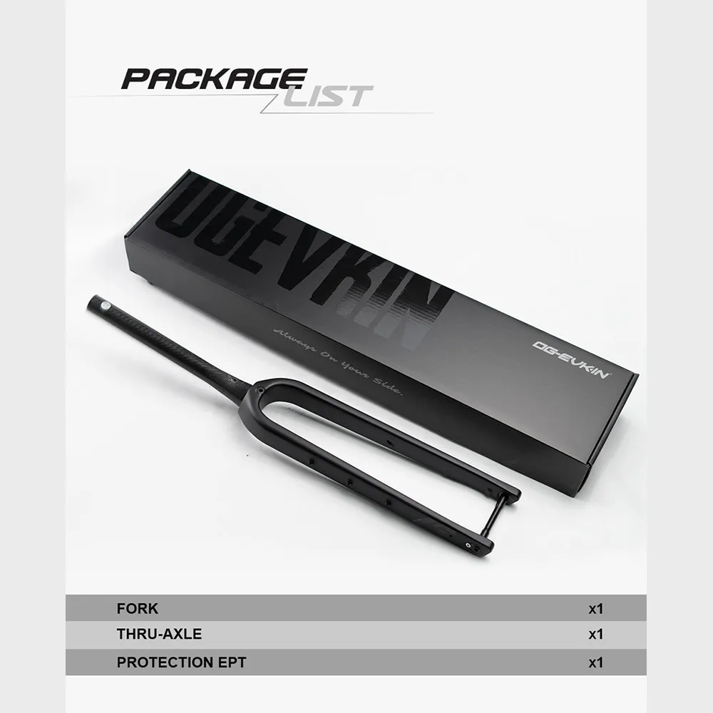 OG-EVKIN FK020 Carbon Gravel Fork 700*55C 12x100 Thru-Axle for travel Bike Frame Hidden Internal Cable Tapered Tube Offset 55mm