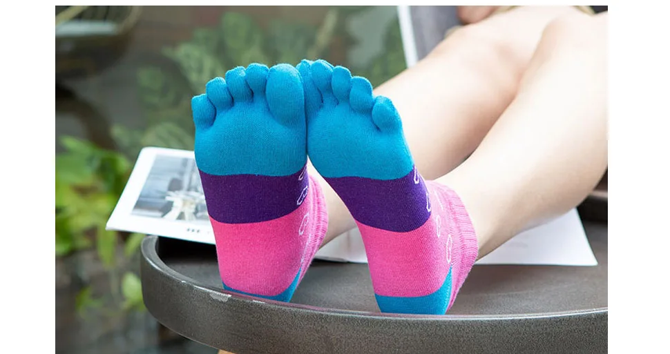 Fünf-Finger-Socken für Damen und Mädchen, Baumwolle, gestreift, Liebe, schweißabsorbierend, niedlich, lässig, antibakteriell, atmungsaktiv, Zehen-Söckchen für Studenten – Detail 7
