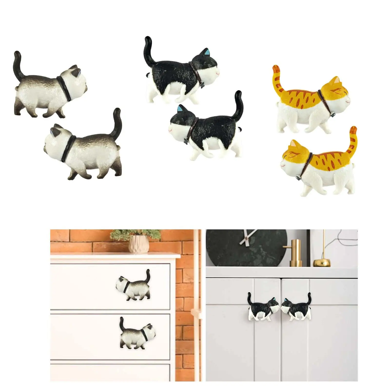2 Pieces Cat Figurine Cabinet Knobs Cute Easy to Install Lovely Dresser Handles
