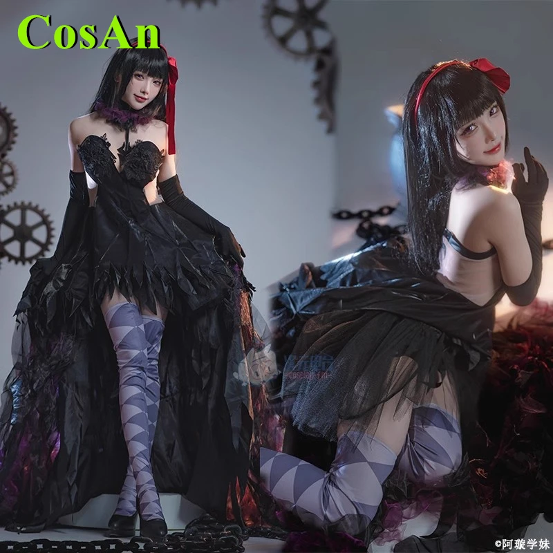 CosAn Anime Puella Magi Madoka Magica Akemi Homura Cosplay Costume Gorgeous Black Dress Activity Party Role Play Clothing