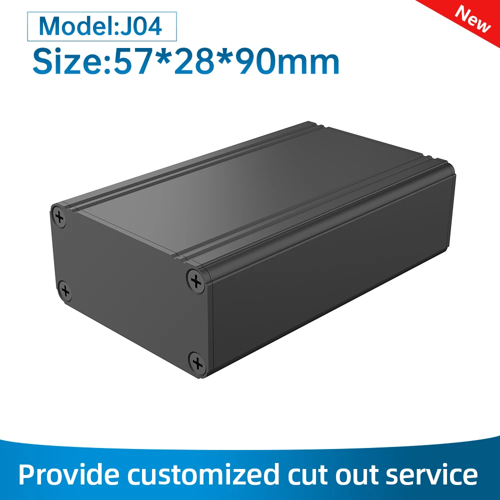 OEM Machined Extrusion Sheet Metal Box Instrument Housing Anodized Extruded Aluminum Electronics Enclosure For PCB J04 57*28MM