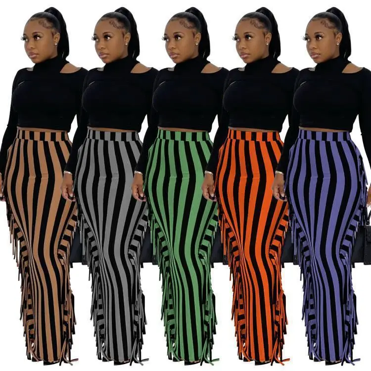 Women\'s S-3XL size European and American women\'s suede fabric cute side fringe half length skirt Casual Women\'s half skirt