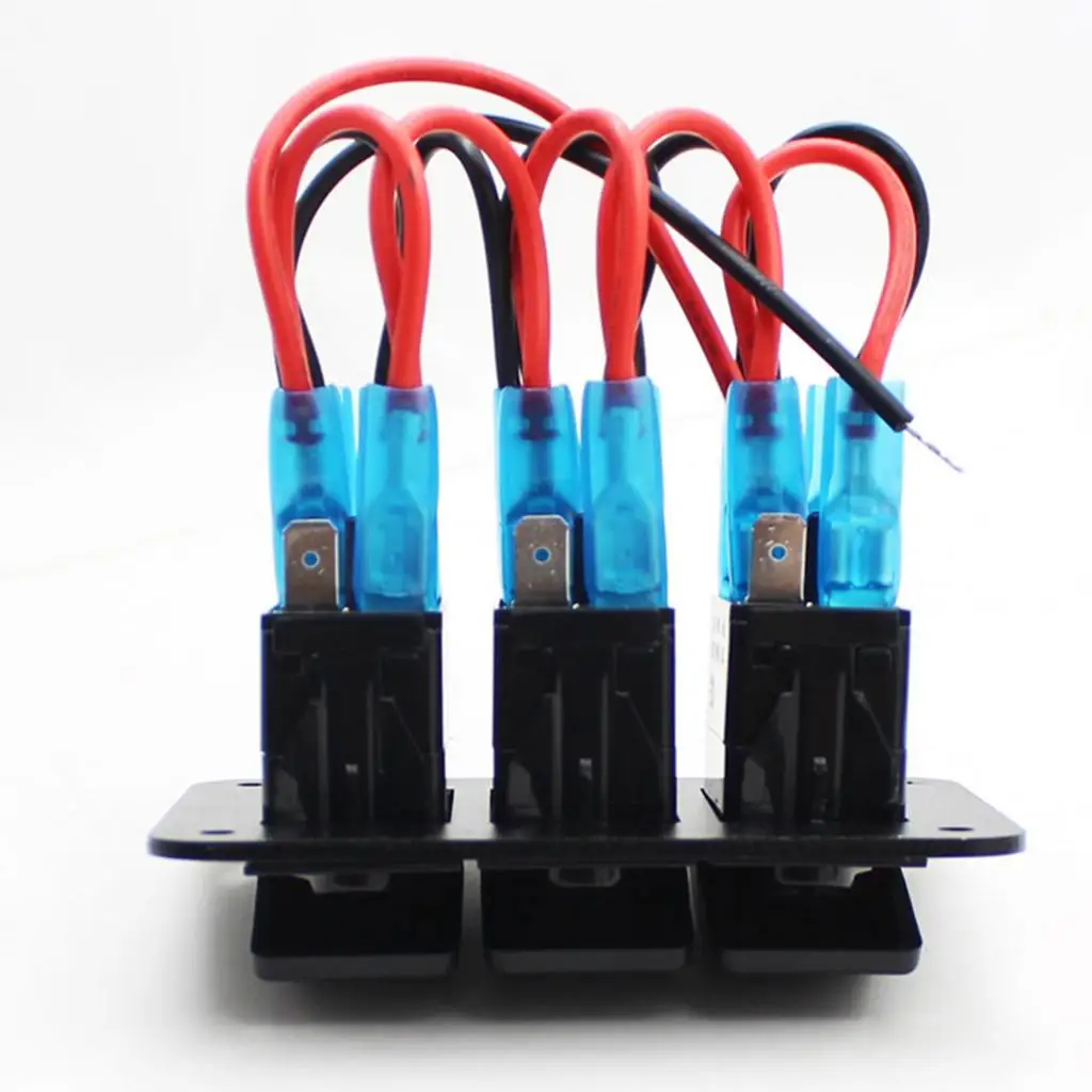 12V 3 Gang Rocker Toggle Switch Panel Waterproof ABS Double LED Circuit Breaker for Marine Boat Truck RV Trailer