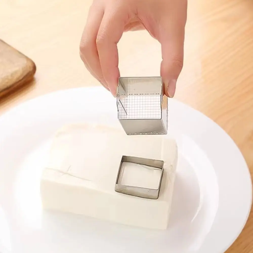 Portable Stainless Steel Tofu Cutter Manual Square Tofu Shredding Mold Ultra-Thin Tofu Press Mold Kit Gadgets