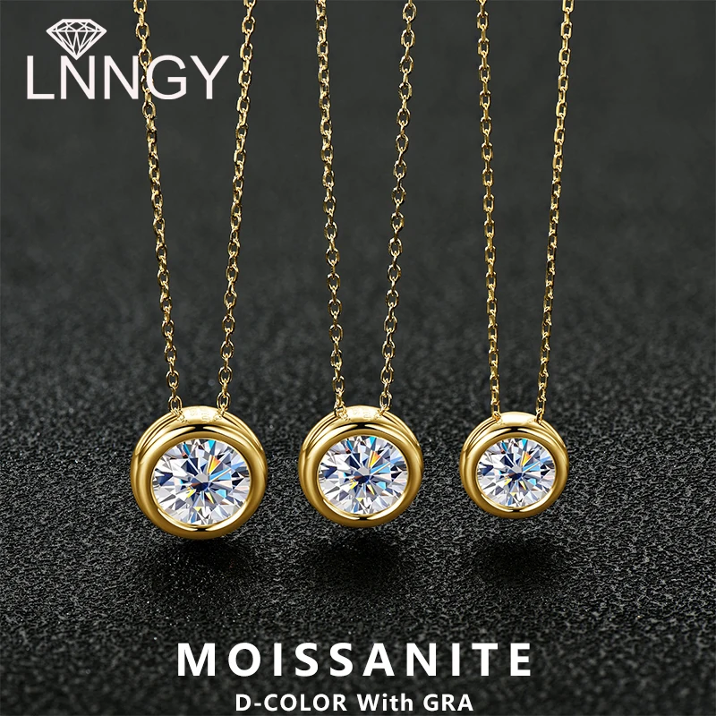 

Lnngy GRA Certified Solitaire Bubble Moissanite Necklace For Women 925 Sterling Silver Chain Necklaces Jewelry Collare Mujer