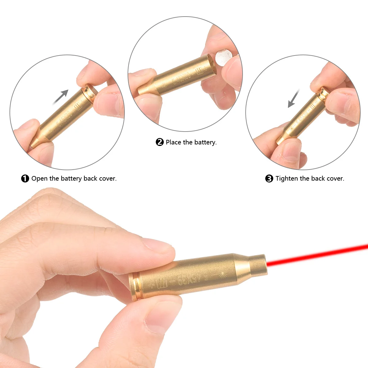 Red Dot Laser Bore Sight Brass Boresight Caliber 9mm .223 .308 .45 7.62 5.45x39 Cartridge Bore Sighter for Hunting Shooting