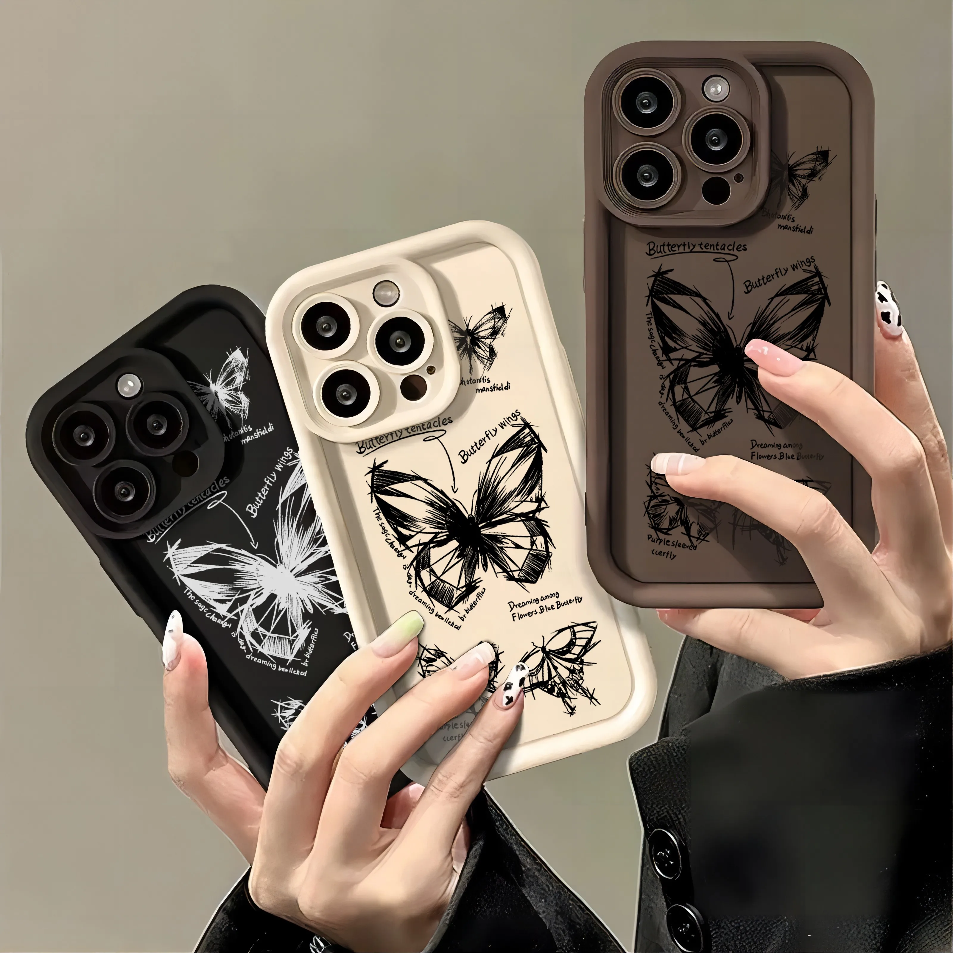 Artistic depiction Butterfl Phone Case for OPPO Realme 8 8i 7i 11 C11 C12 C15 C20 C21Y C31 C33 C35 C53 C55 4G 5G With Hand Strap