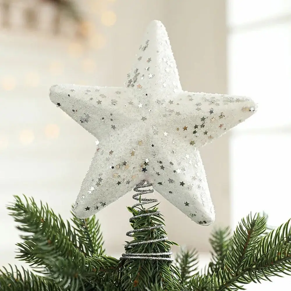 

Unique Christmas Tree Topper Decoration DIY Shiny Glitter Star Decoration Gold Silver Sparkle Wireless Installation