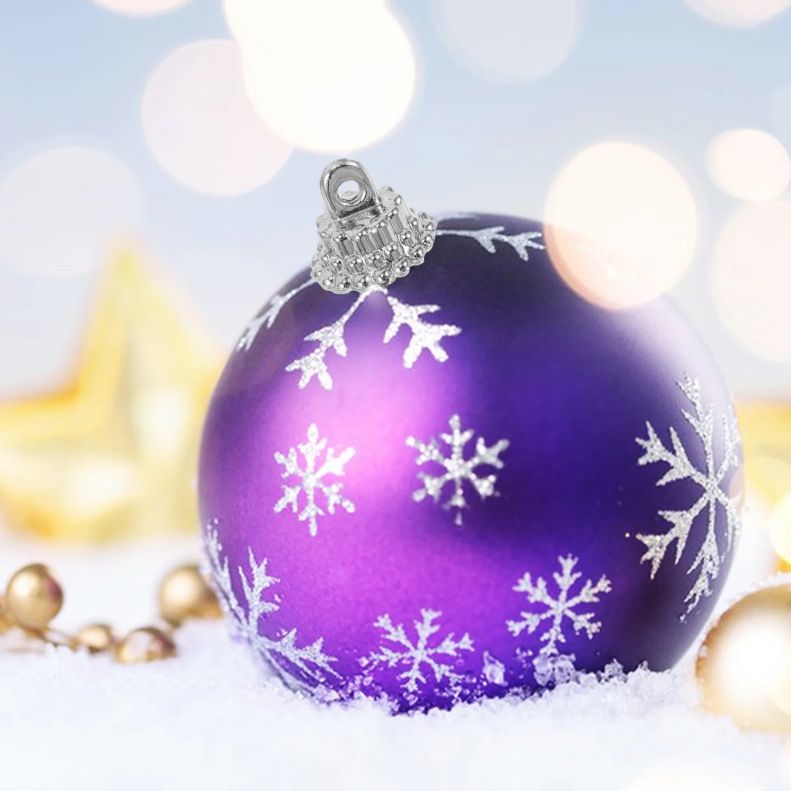 

100Pcs Decorative Ornament Caps Set Sparkle Finish Ball Top Covers for Holiday Home Bar Party DIY Hanging Decorations Supplies