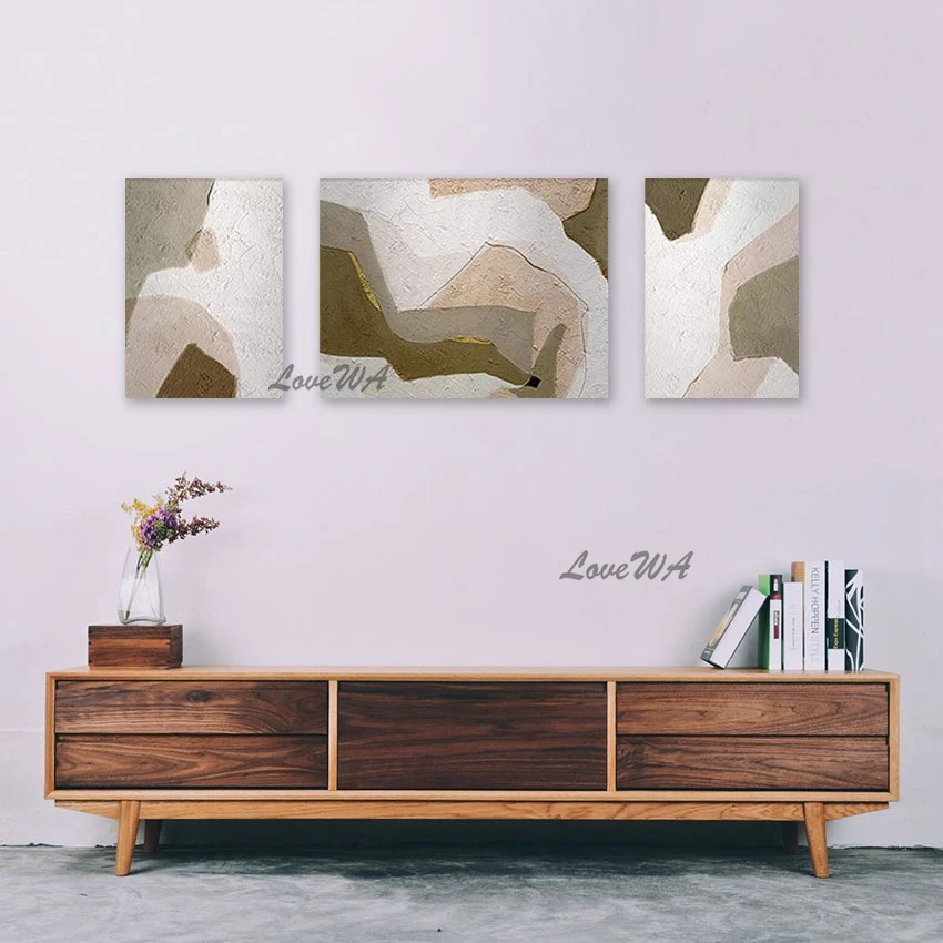 3 Panel Canvas Art Simple Abstract Oil Painting Modern Thick Texture Wall Pictures For Living Room Home Decoration Items