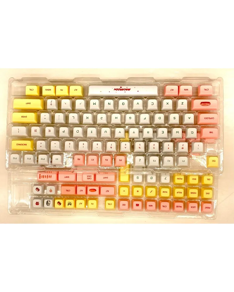 Pastel yellow white and pink durable pbt keycaps set high quality for gaming mechanical keyboards