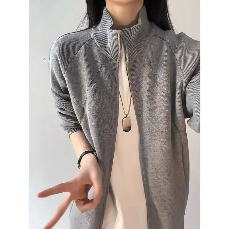 

Американский открытый кардиган на молнии, свитер для мужчин и женщин, свободная вязаная верхняя одежда Lazy Sle, весна-осень-зима, модная