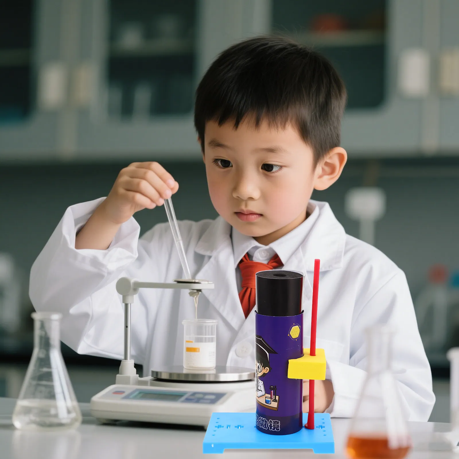 1Set DIY Microscope Science Experiment Kit Children Education Portable Science Exploration for Students Learning