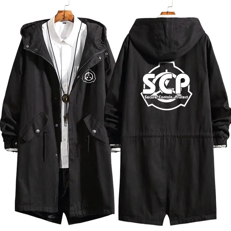 

SCP Security Protect Cosplay costumes SCP Foundation Unisex Long Seeve Hoodie Sweatshirts Jacket Top Trench Coat Black