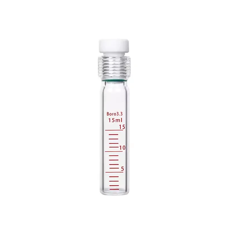 Thick-walled PTFE stopper pressure-resistant tube glass pressure-resistant bottle screw-top colorimetric tube scale reaction tub