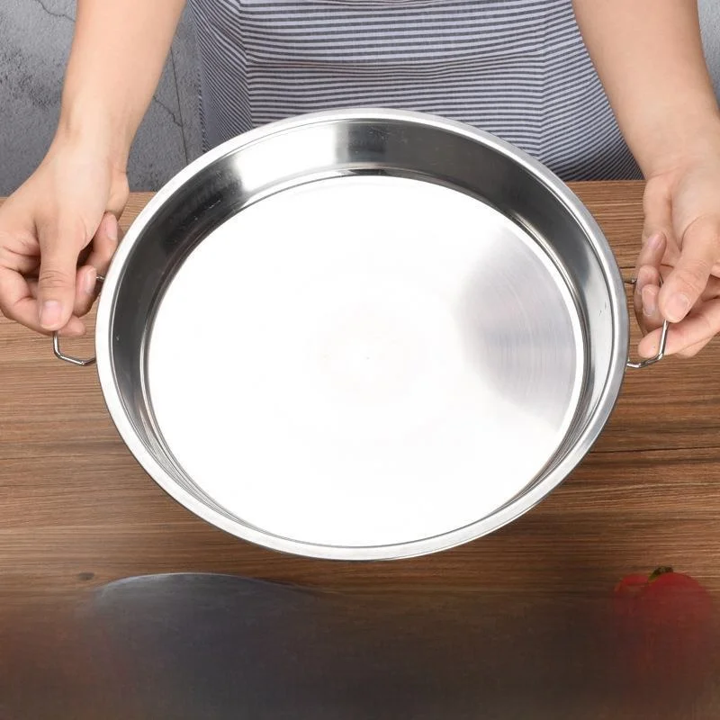 

Stainl Steel Rust Resistant round Bowl 304 Flat Bot Cold Skin Steng Tray Dual Ear Household Use Flat Bot Steng...