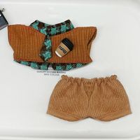 10CM Doll Student Uniform Blue Brown Mini Shirt Necktie Pants Set Cotton Stuffed Doll Mini School Suit DIY Changing Dress Game