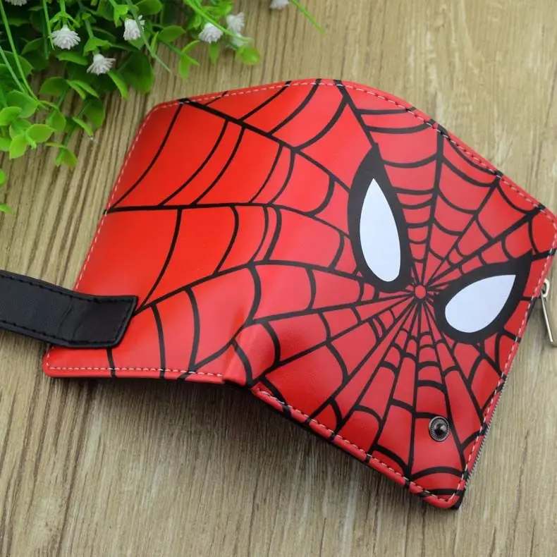 Hot Toys Anime Marvel Spider Man Peter Parker Vertical Colorful Spider Man with Big Eyes Foldable Wallet Cartoons Cosplay Gifts