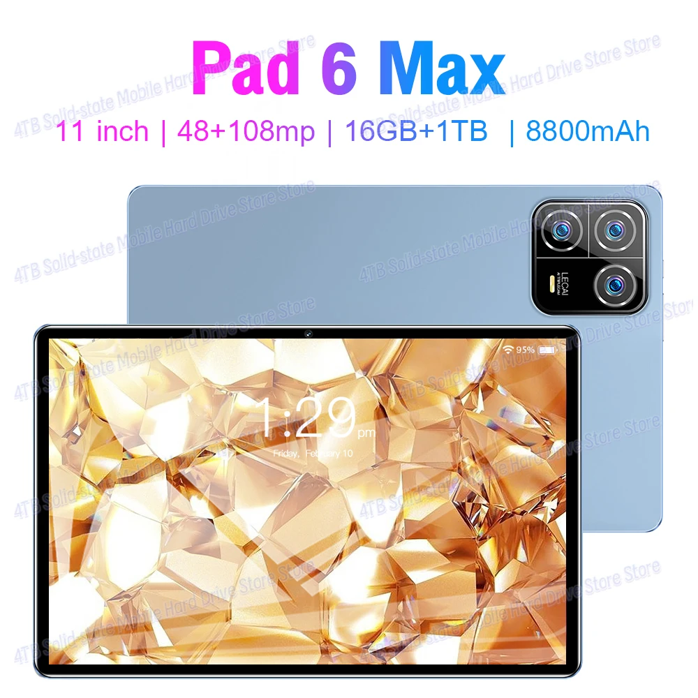 Global Version 2024 Original Pad 6 max Tablet 16G+1TB Android 13 Tablet PC Dual SIM Card 5G GPS WIFI Mi Tab Pad 6 Tablets